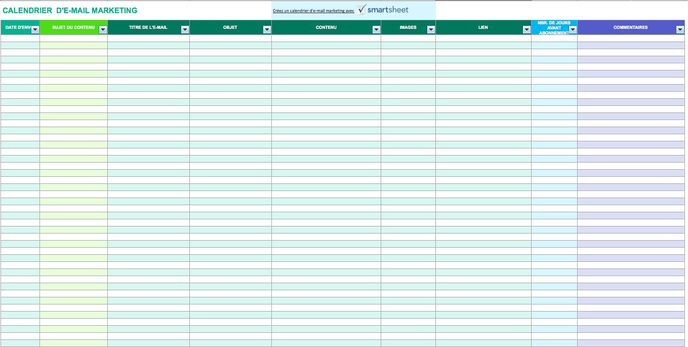 Calendrier d'e-mail marketing