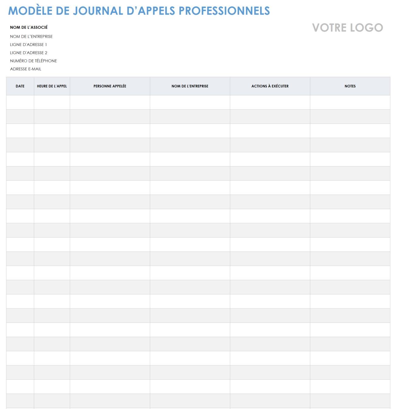 Journal des appels professionnels