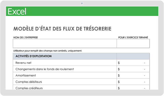 Modèle d'état des flux de trésorerie