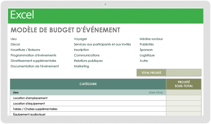 Modele de budget d'evenement