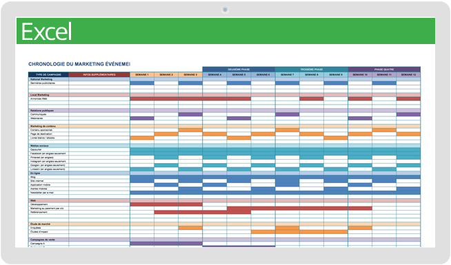 Mise à jour du modèle de calendrier de marketing d'événement