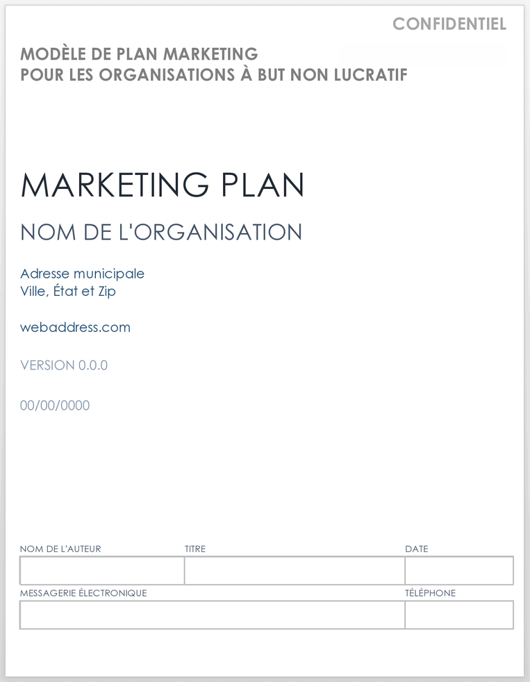 Modèle de plan de marketing pour les organisations à but non lucratif