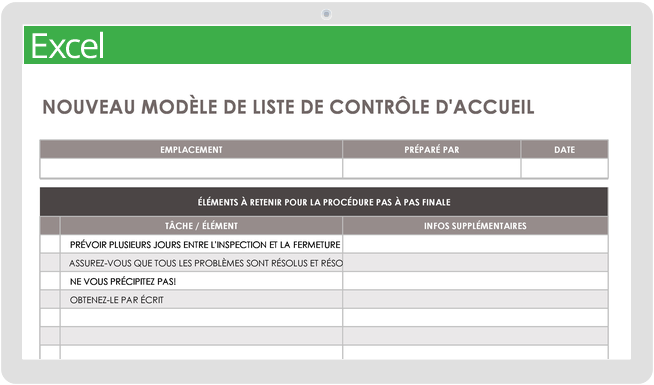 Nouveau modèle de liste de contrôle pour la maison