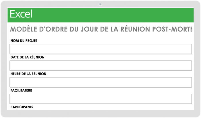 Ordre du jour de la réunion post-mortem du projet