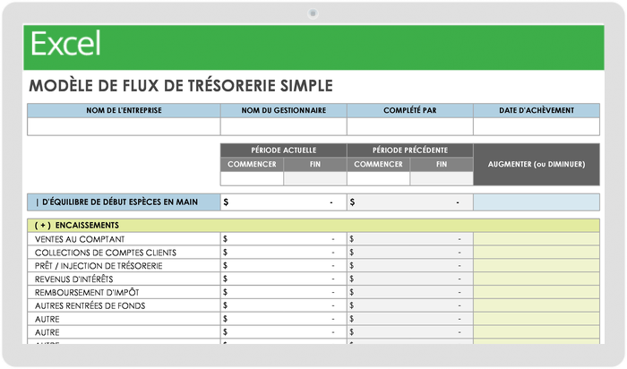 Modèle de flux de trésorerie simple