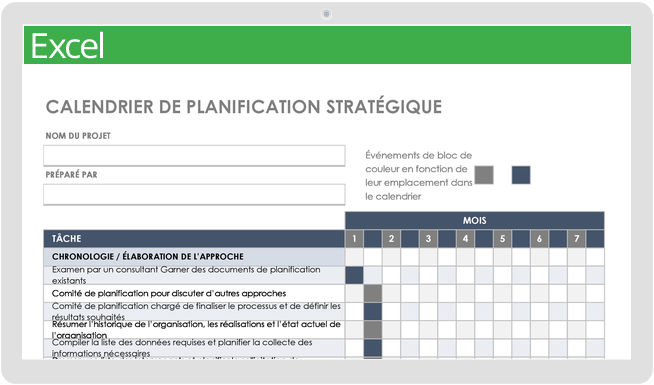 Modèle de calendrier de planification stratégique