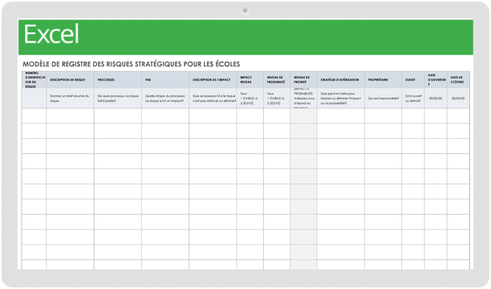  Modèle de registre des risques stratégiques pour les écoles